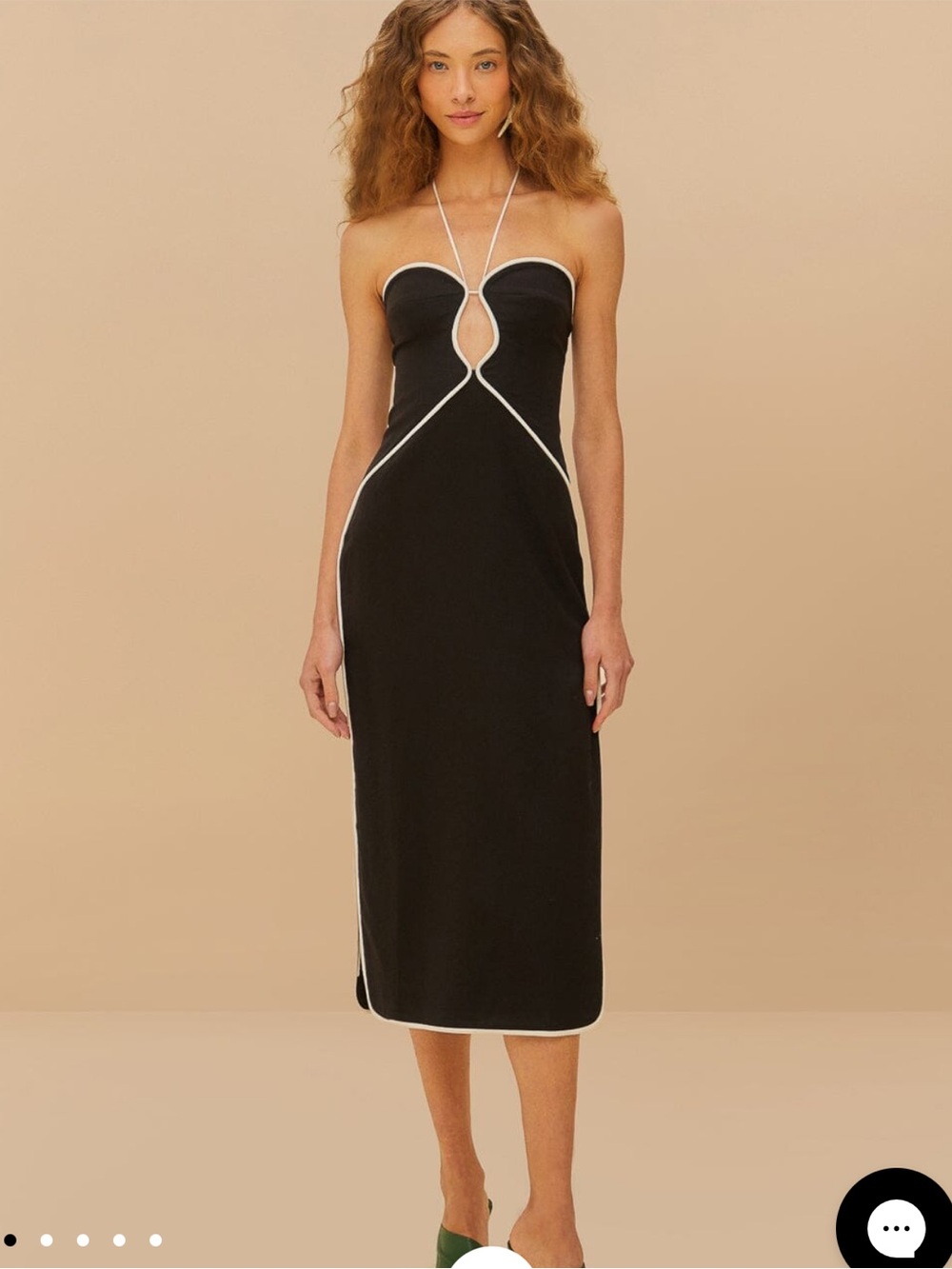 Farm Rio Black & White Cutout Midi Dress